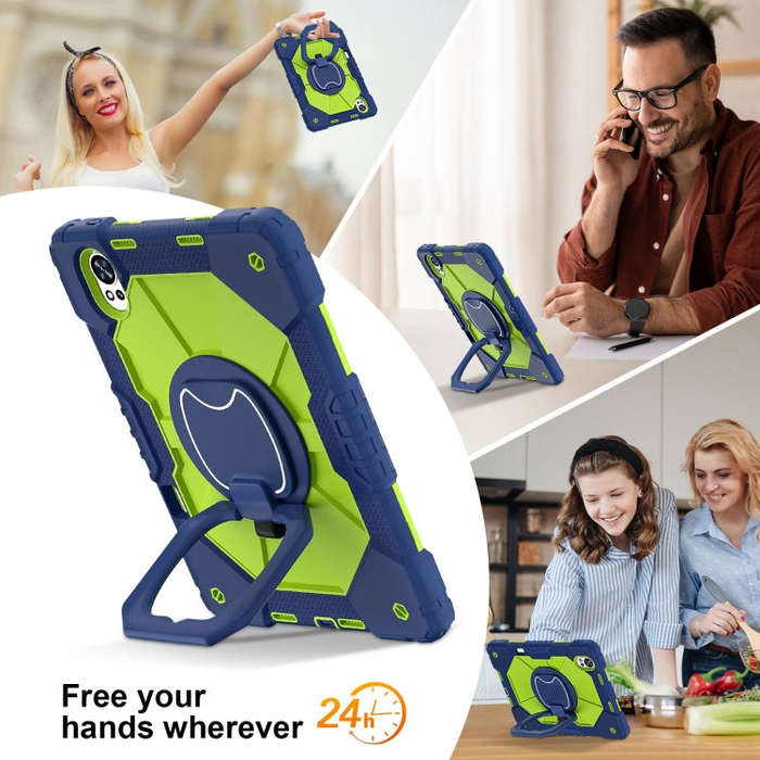 For Huawei MatePad Air 12 2024 Contrast Color Robot Silicone Hybrid PC Tablet Case(Navy Yellow Gr...