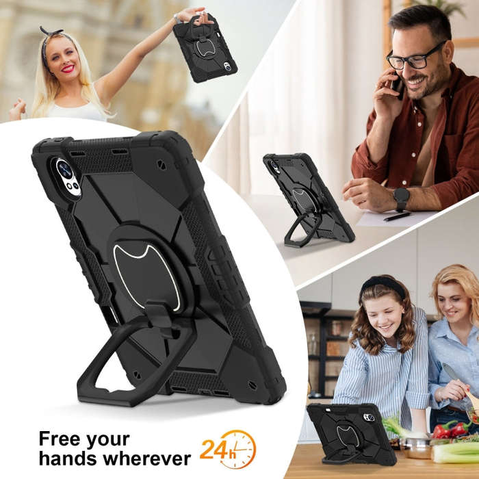 For Huawei MatePad Air 12 2024 Contrast Color Robot Silicone Hybrid PC Tablet Case(Black)