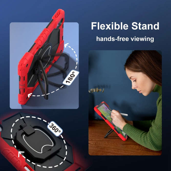 For Huawei MatePad Air 12 2024 Contrast Color Robot Silicone Hybrid PC Tablet Case(Red Black)