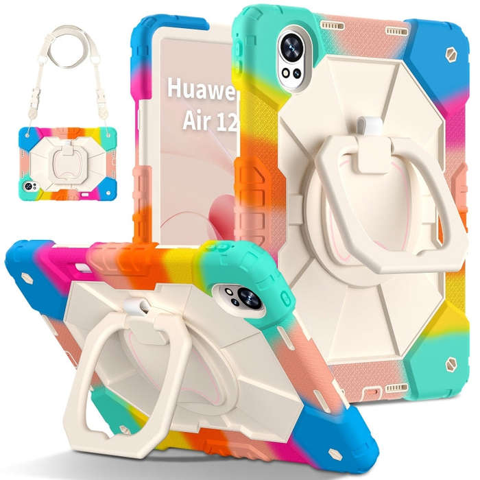 For Huawei MatePad Air 12 2024 Contrast Color Robot Silicone Hybrid PC Tablet Case(Colorful Blue)
