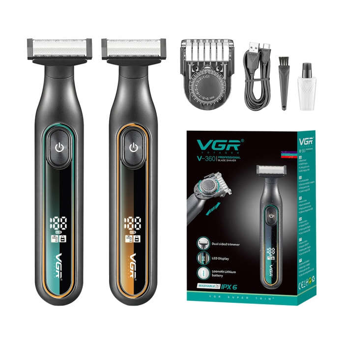 VGR V-360 5W USB Digital Display Electric T-shaped Shaver(Green)