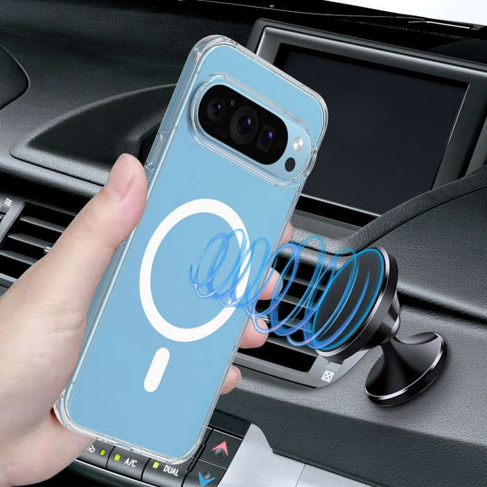 For Google Pixel 9 Pro Big Pore Acrylic PC Hybrid TPU MagSafe Phone Case(Transparent)