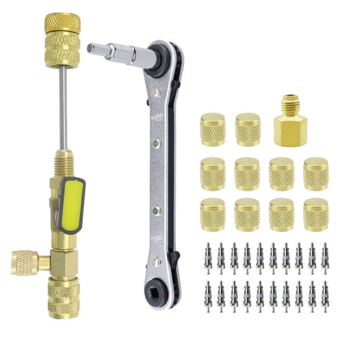 34pcs / Set T6 Air Conditioning Valve Core Remover Installer Tool with Dual Size SAE 1/4 and 5/16...