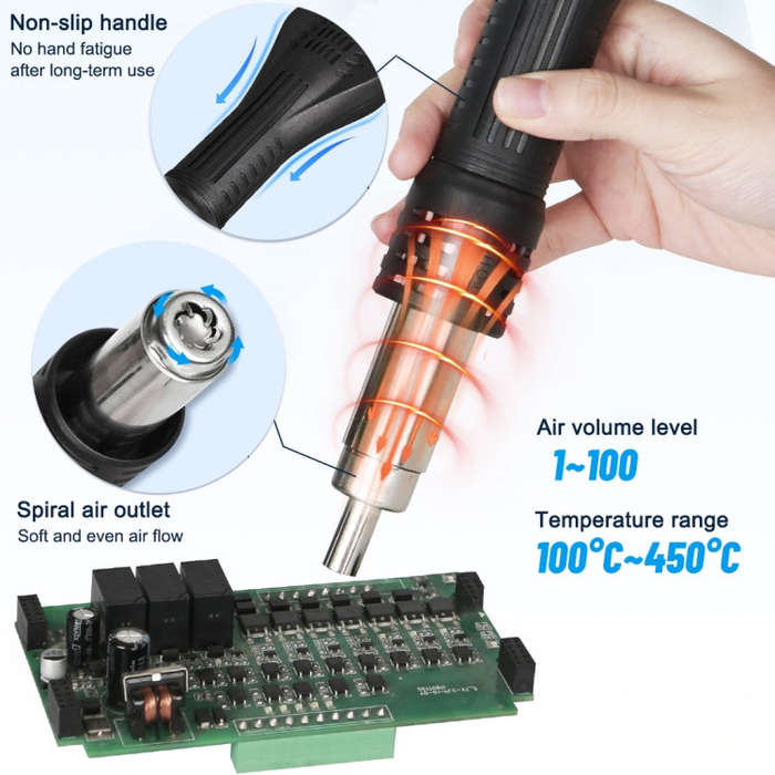Kaisi 858Pro Smart Sleep Lead-free Digital Display Hot Air Gun Desoldering Station, Plug:US Plug