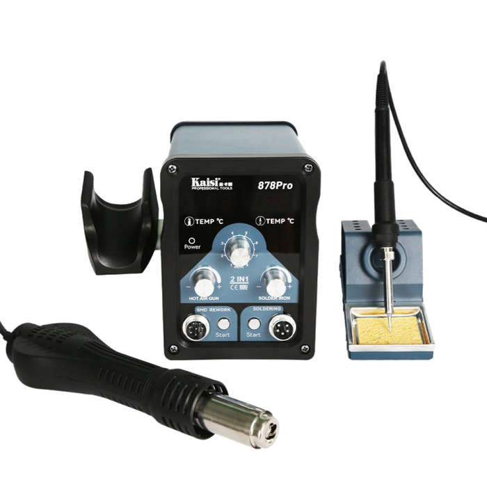 Kaisi 878Pro 2 in 1 Smart Sleep Lead-free Digital Display Hot Air Gun Soldering Iron Station, Plu...