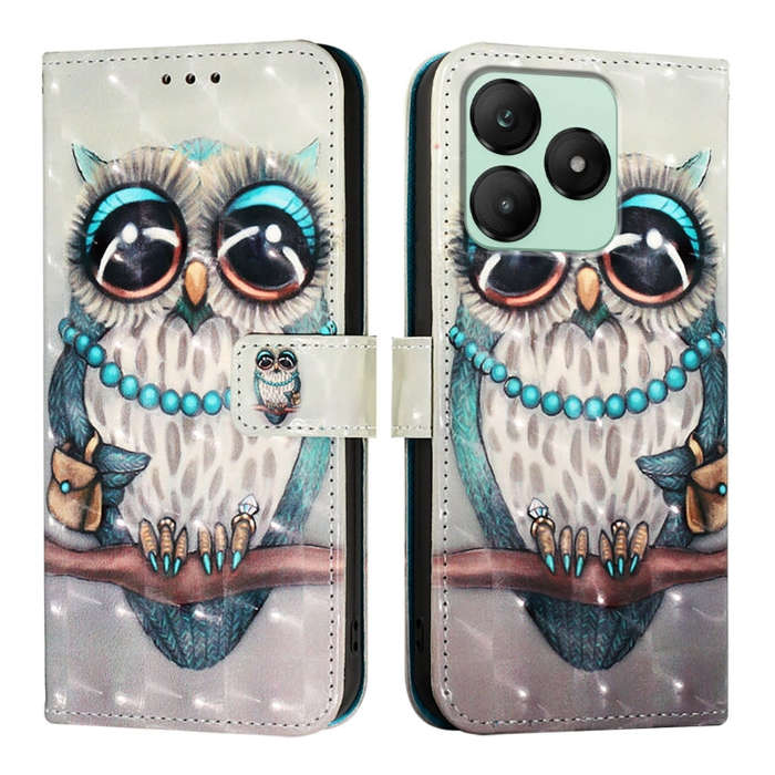 For Wiko T20 3D Painting Horizontal Flip Leather Phone Case(Grey Owl)