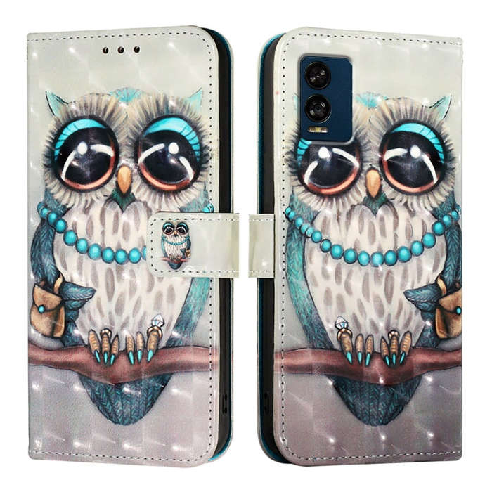 For BLU View Speed 5G 3D Painting Horizontal Flip Leather Phone Case(Grey Owl)