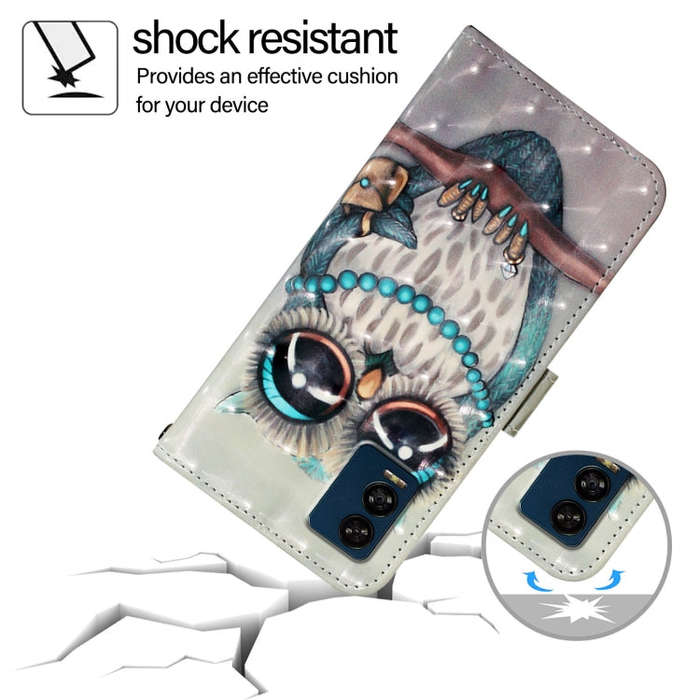 For BLU View Speed 5G 3D Painting Horizontal Flip Leather Phone Case(Grey Owl)