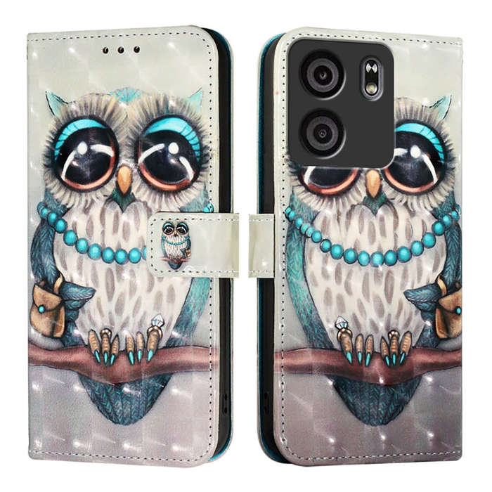 For BLU View 5 3D Painting Horizontal Flip Leather Phone Case(Grey Owl)