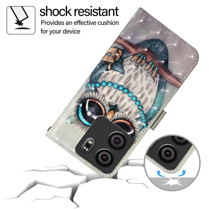 For BLU View 5 3D Painting Horizontal Flip Leather Phone Case(Grey Owl)