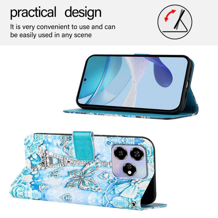 For ZTE Blade V60 / Axon 60 4G Colored Drawing Pattern Plain Weave Leather Phone Case(Tower Butte...