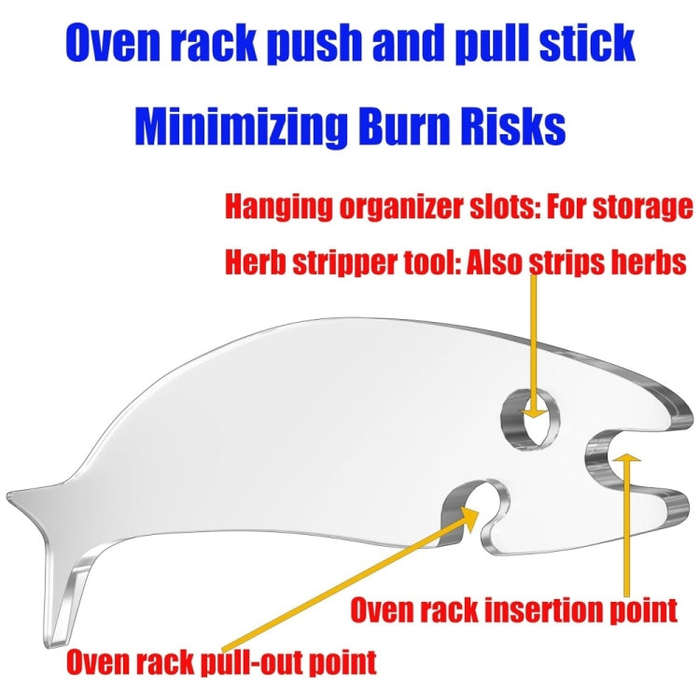 Acrylic Fish Shaped Oven Push Pull Rack Baking Push Pull Tool(Transparent)