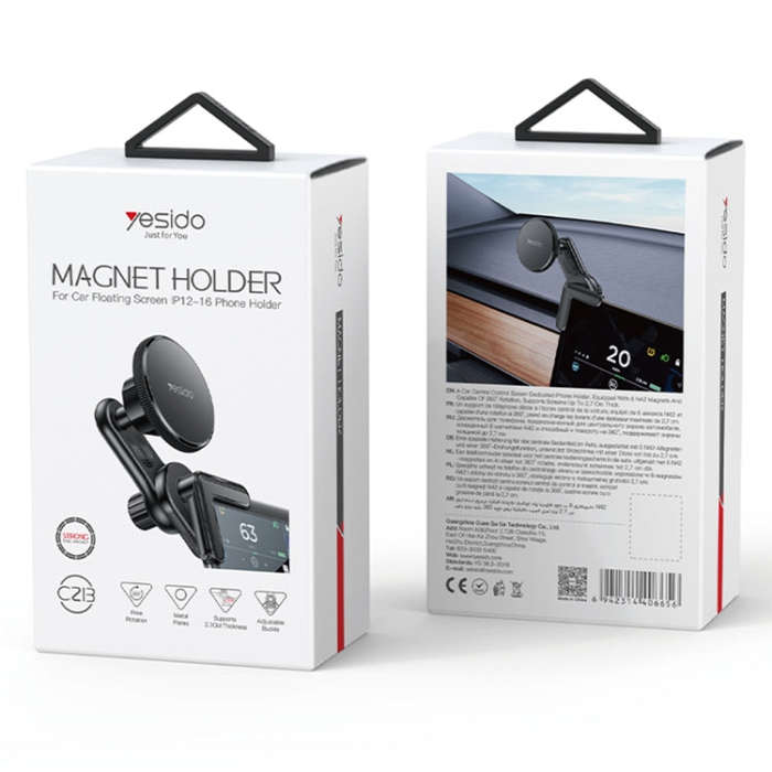 Yesido C213 Car Floating Screen Clip-on MagSafe Magnetic Phone Holder(Black)