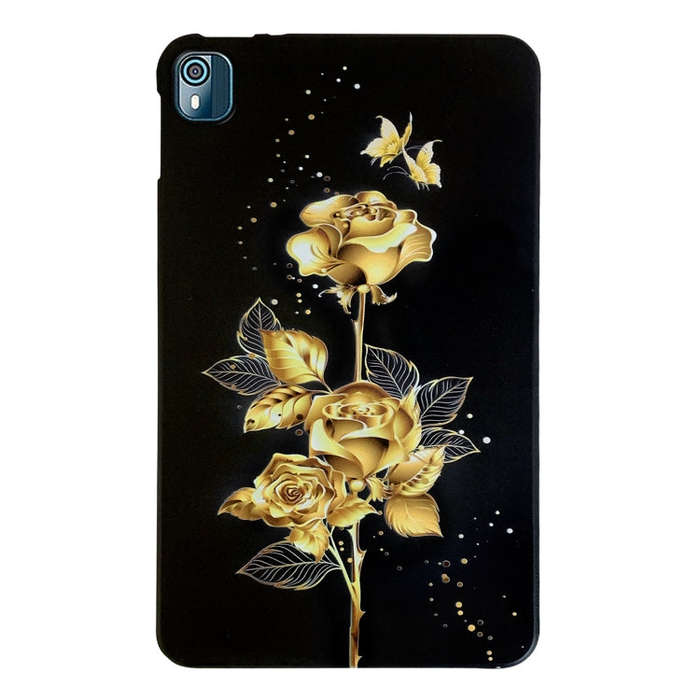 For Nokia T10 Color Painting Pattern Smart Tablet TPU Case(Golden Rose)