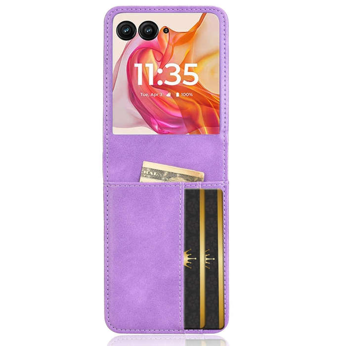 For Motorola Razr 50 Ultra Skin Feel Card Slot Leather Phone Case(Purple)