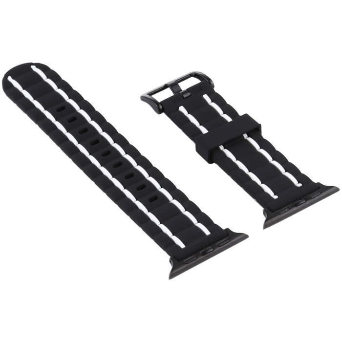 For Apple Watch Series 8&7 41mm / SE 2&6&SE&5&4 40mm / 3&2&1 38mm Silicone Wave Style Watch Band(...