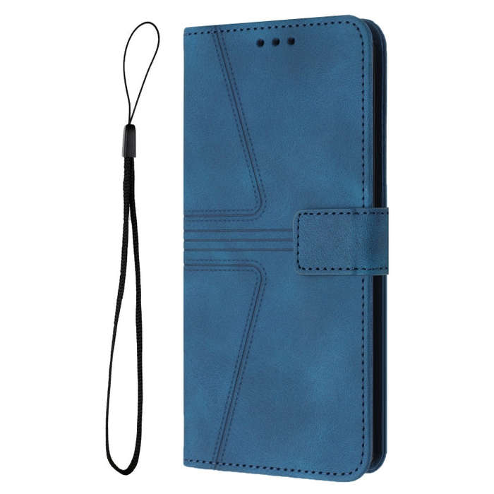 For Honor 200 Pro Triangle Solid Color Leather Phone Case(Blue)