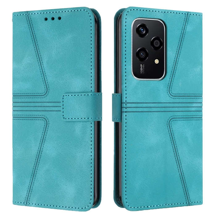 For Honor 200 Lite Global Triangle Solid Color Leather Phone Case(Green)