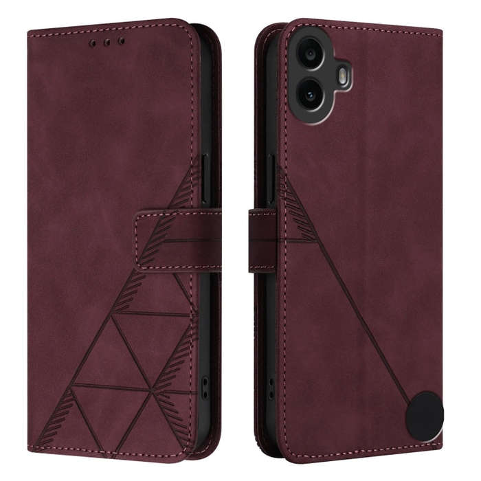 For Nothing CMF Phone 1 Crossbody 3D Embossed Flip Leather Phone Case(Wine Red)