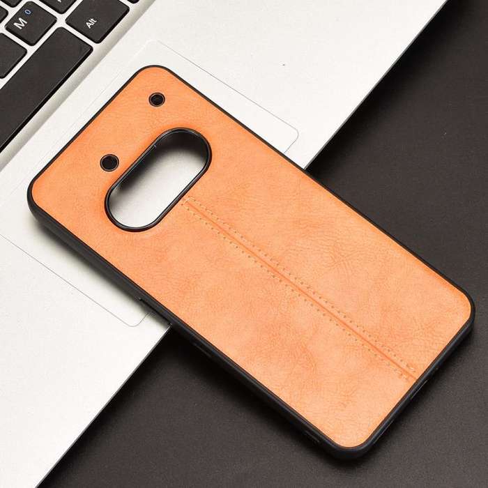 For Nothing Phone 3a Cow Pattern Sewing Card Bag Phone Case(Orange)