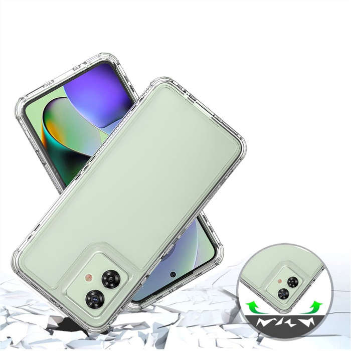 For Motorola Moto G54 5G Clear TPU Hybrid PC Shockproof Phone Case(Transparent)