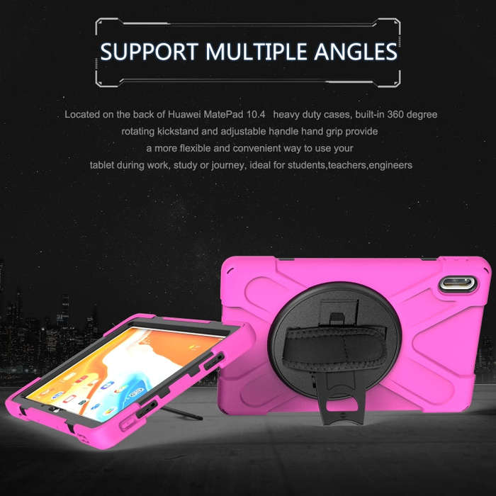 For Huawei MatePad 10.4 Shockproof Colorful Silicone + PC Protective Case with Holder & Hand Grip...