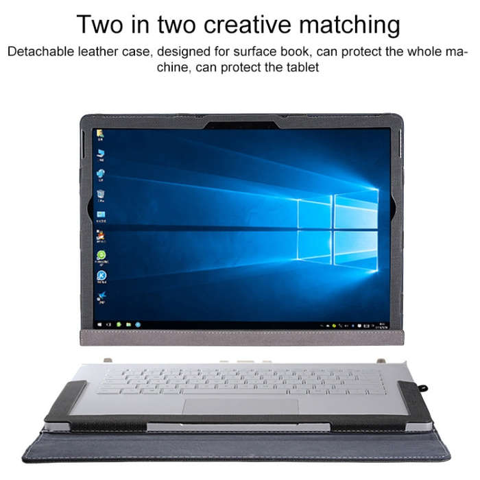 For Microsoft Surface Book 3 / 2 15 inch PU Leather Laptop Protective Case with Screen Stand(Dark...