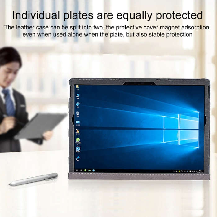 For Microsoft Surface Book 3 / 2 15 inch PU Leather Laptop Protective Case with Screen Stand(Dark...
