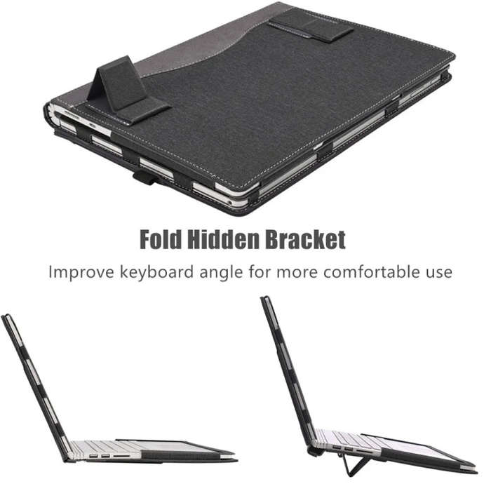 For MicroSoft Surface Laptop 15 inch Leather Laptop Shockproof Protective Case with Stand(Wine Red)