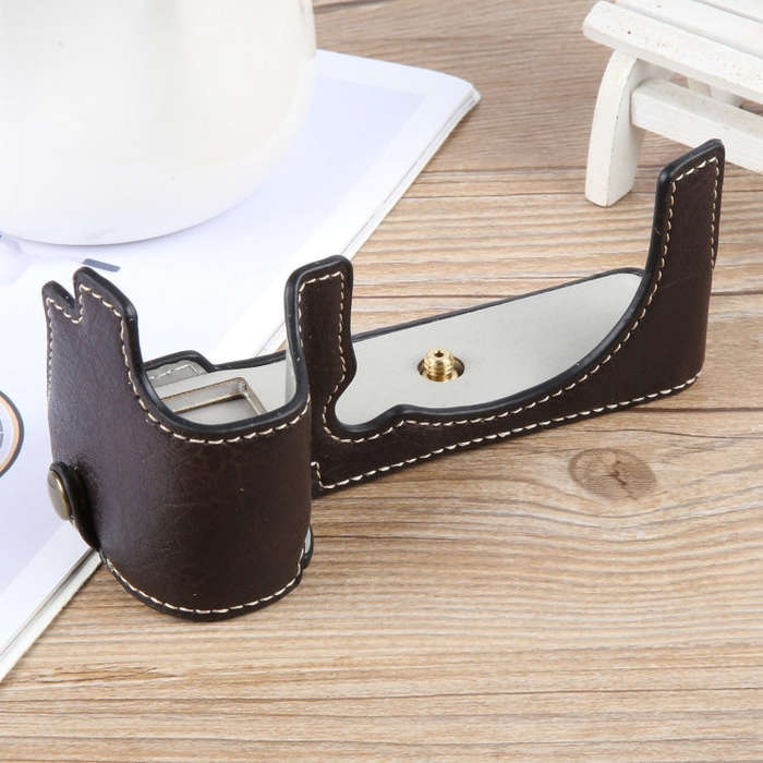 For FUJIFILM X-S20 Buffalo Texture PU Leather Camera Half Case Base(Dark Coffee)