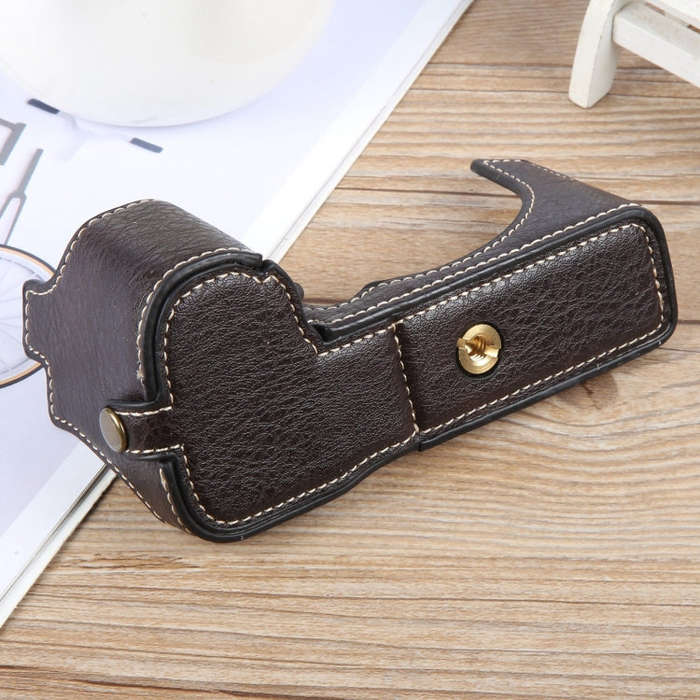 For FUJIFILM X-S20 Buffalo Texture PU Leather Camera Half Case Base(Dark Coffee)