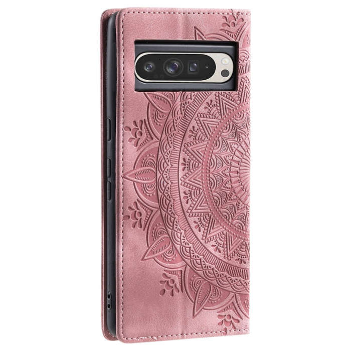 For Google Pixel 9 Pro XL Totem Embossed Magnetic Leather Phone Case(Rose Gold)