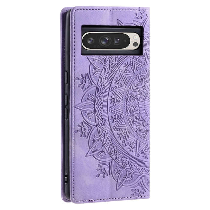 For Google Pixel 9 Pro XL Totem Embossed Magnetic Leather Phone Case(Purple)