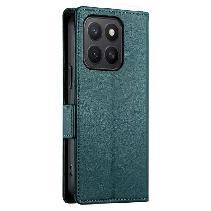 For Honor X8c 4G Side Buckle Magnetic Frosted Leather Phone Case(Dark Green)
