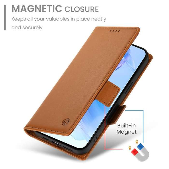 For Honor X8c 4G Side Buckle Magnetic Frosted Leather Phone Case(Brown)
