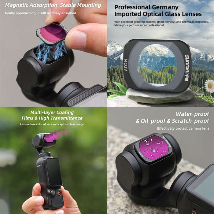 For DJI Osmo Pocket 3 Sunnylife Camera Lens Magnetic Metal Filter, No Impact On Gimbal Reset, Fil...