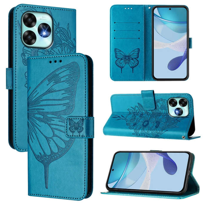 For UMIDIGI A15 / A15C / A15T Embossed Butterfly Leather Phone Case(Blue)