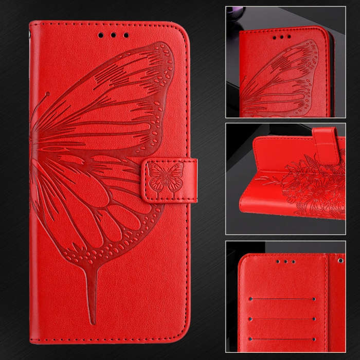 For UMIDIGI Bison X20 Embossed Butterfly Leather Phone Case(Red)