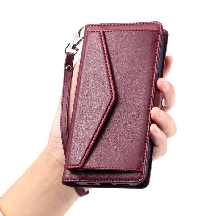 For Motorola Edge 60 Pro Wallet Multi-card Slot Leather Phone Case with Lanyard(Wine Red)