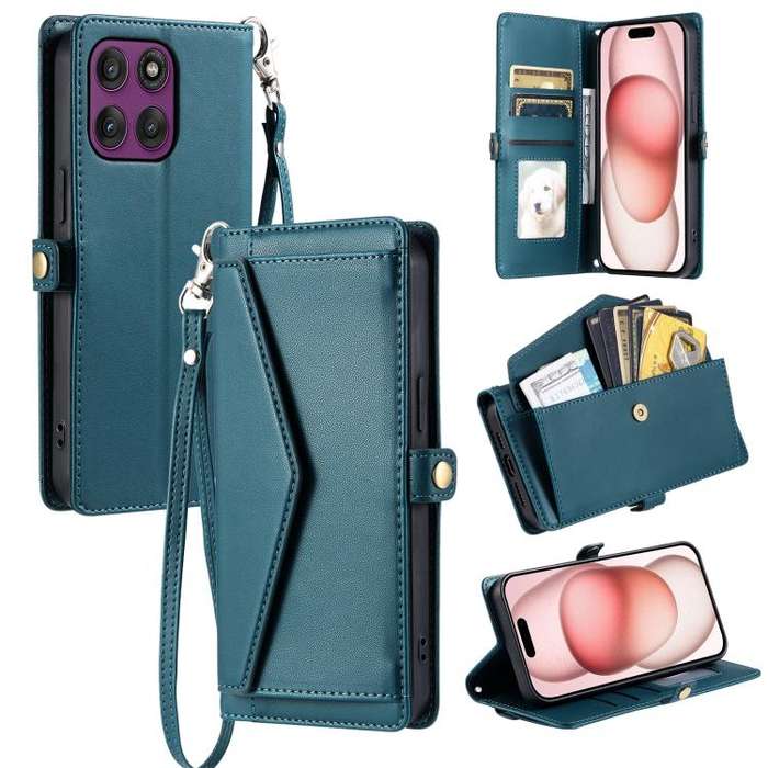 For Motorola Edge 60 Pro Wallet Multi-card Slot Leather Phone Case with Lanyard(Green)