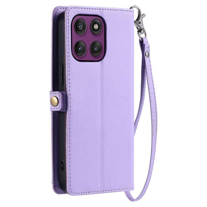 For Motorola Edge 60 Pro Wallet Multi-card Slot Leather Phone Case with Lanyard(Purple)