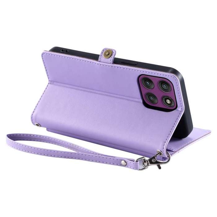 For Motorola Edge 60 Pro Wallet Multi-card Slot Leather Phone Case with Lanyard(Purple)