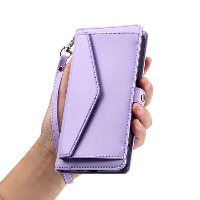 For Motorola Edge 60 Pro Wallet Multi-card Slot Leather Phone Case with Lanyard(Purple)