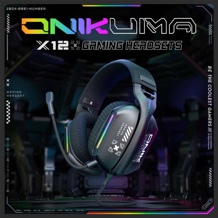 ONIKUMA X12 USB /  3.5mm Wired RGB Light Gaming Headset with Mic, Cable length: 2.2m(Black)
