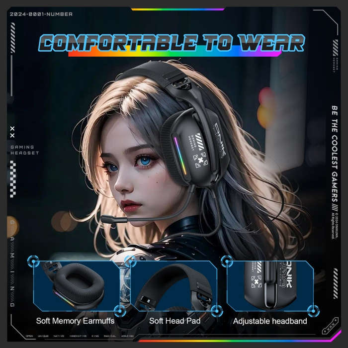 ONIKUMA X12 USB /  3.5mm Wired RGB Light Gaming Headset with Mic, Cable length: 2.2m(Black)