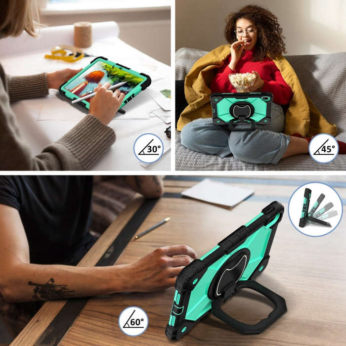 For Huawei Matepad SE 11 2024 Contrast Color Robot Silicone Hybrid PC Tablet Case(Black Mint Green)
