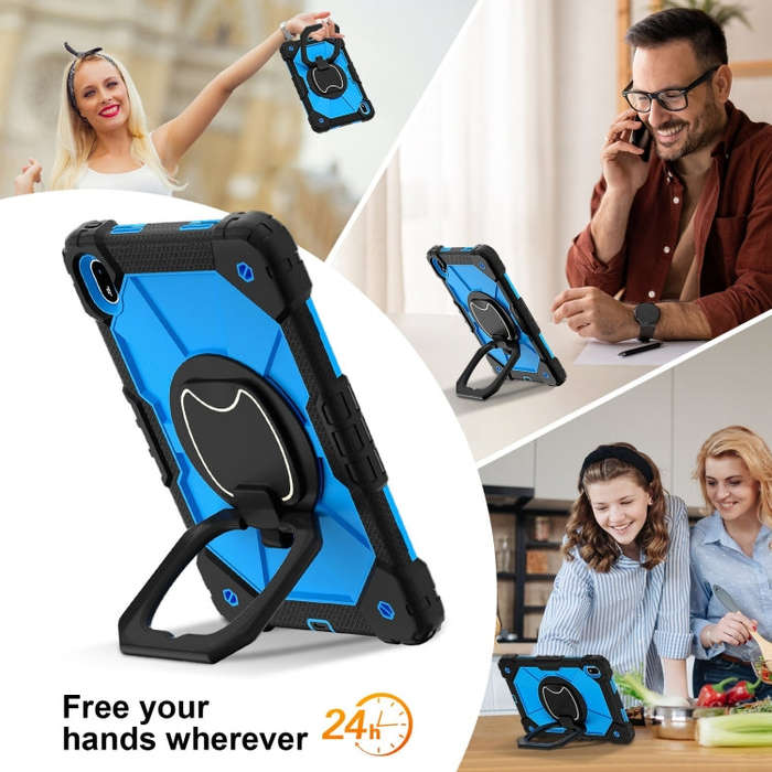 For Huawei Matepad SE 11 2024 Contrast Color Robot Silicone Hybrid PC Tablet Case(Black Blue)
