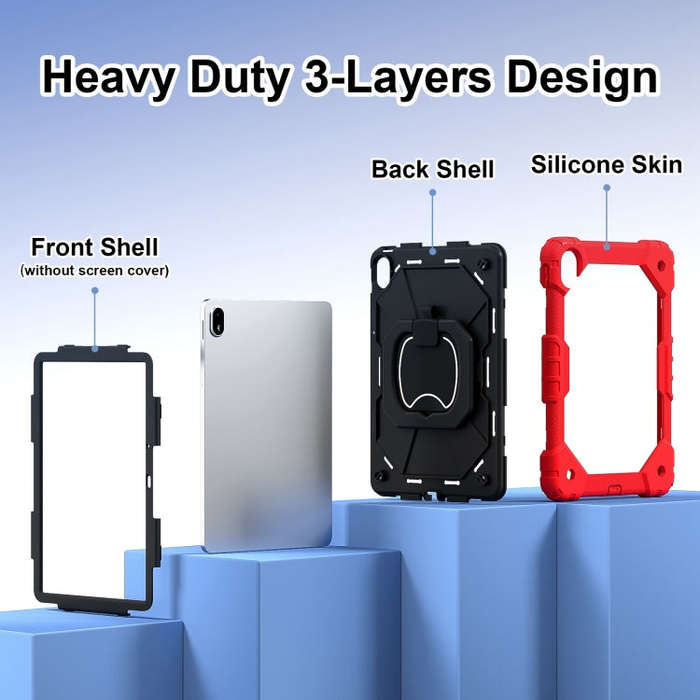 For Huawei Matepad SE 11 2024 Contrast Color Robot Silicone Hybrid PC Tablet Case(Red Black)