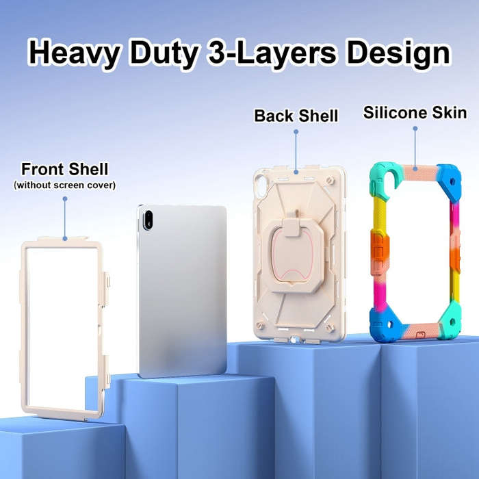For Huawei Matepad SE 11 2024 Contrast Color Robot Silicone Hybrid PC Tablet Case(Colorful Blue)