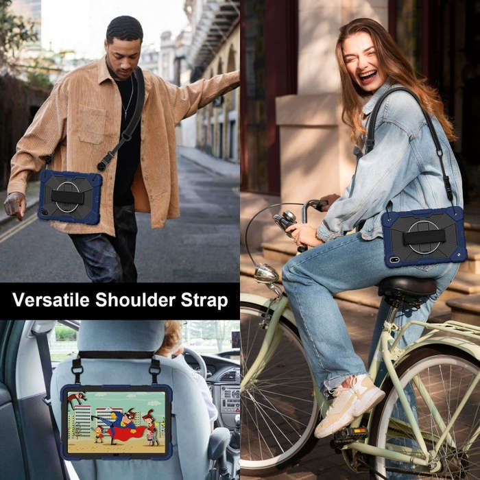 For Huawei MatePad SE 11 2024 Contrast Color Robot Silicone Hybrid PC Tablet Case(Navy Black)